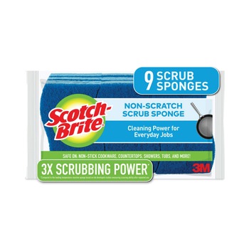  | Scotch-Brite 529-5 4.4 in. x 2.6 in. 0.8 in. Thick Non-Scratch Multi-Purpose Scrub Sponge - Blue (9/Pack)