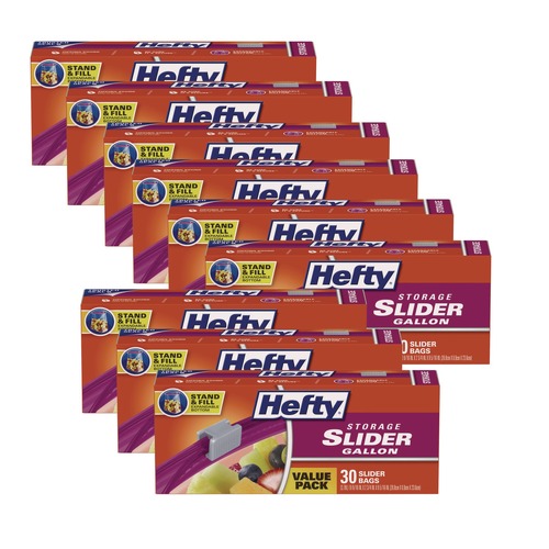 Food Service | Hefty 00R88071 10.56 in. x 11 in. 1-Gallon Slider Stand and Fill Food Storage Bags - Clear (270/Carton) image number 0
