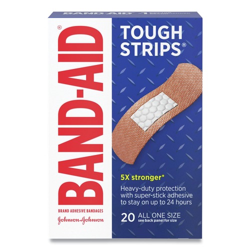 Bandages | BAND-AID 111713100 1 in. x 4 in. Flexible Fabric Adhesive Tough Strip Bandages (20/Box) image number 0