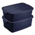 Cleaning Carts | Rubbermaid RMRT030003 10.63 in. x 15.69 in. x 7 in. 3 gal. Roughneck Storage Box - Dark Indigo Metallic image number 1