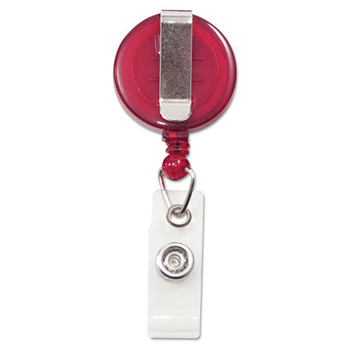 Advantus 75471 30 in. Extension Retractable ID Card Reel - Translucent Red (12/Pack)