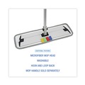Mops | Boardwalk BWKMFM185BCFDZ 18 in. x 5 in. Hook and Loop Back Split Microfiber Mop Head - Blue (1 Dozen) image number 6