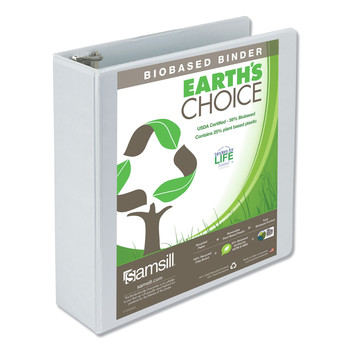  | Samsill 18987 3 Rings 3 in. Capacity 11 in. x 8.5 in. Earth's Choice Plant-Based Round Ring View Binder - White