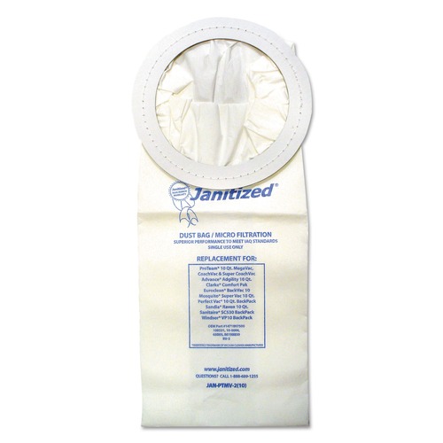 Computer & Electronics Cleaning | Janitized JAN-PTMV-2(10) Vacuum Filters Designed to Fit Most Commercial 10 Qt. Backpack Vacs (10/Pack) image number 0
