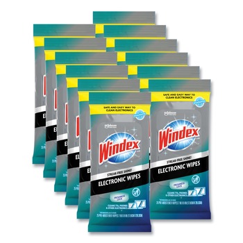 Windex 319248 1 Ply 7 in. x 10 in. Neutral Scent Electronics Cleaner - White (12 Packs/Carton)