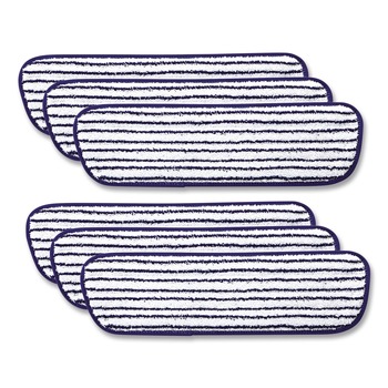 Rubbermaid Commercial FGQ80000WH00 18 in. x 5.5 in. Microfiber Finish Pad - Blue/White (6/Box)