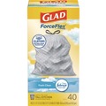 Trash & Waste Bins | Glad 78361 ForceFlex 24 in. x 27.38 in. 13 Gallon Kitchen Drawstring Trash Bags - White Fresh Clean Scent (240/Carton) image number 0