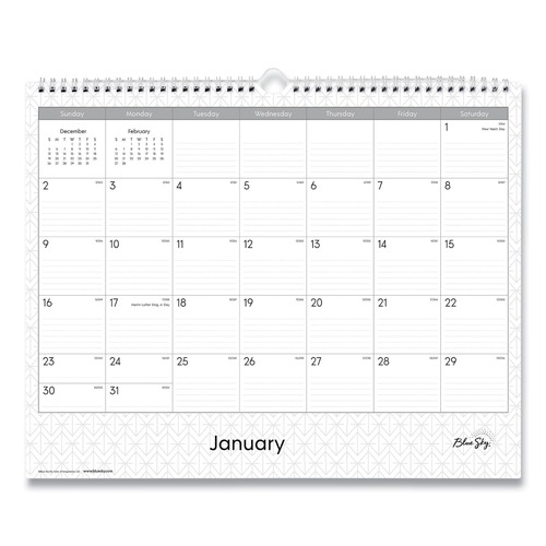 Bulletin Boards | Blue Sky 111292 15 in. x 12 in. 12-Month (Jan-Dec 2026) Enterprise Wall Calendar - White/Gray Sheets image number 0