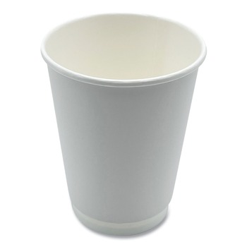 Boardwalk BWKDW12HCUPPK 12 oz Double-Walled Paper Hot Cups - White (25/Pack)