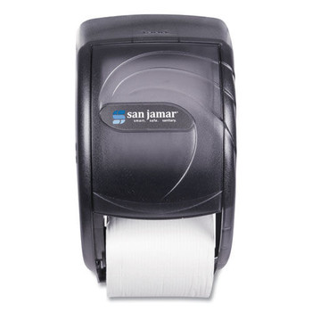 San Jamar R3590TBK 7.5 x 7 x 12.75 Duett Standard Oceans Bath Tissue Dispenser - Transparent Black Pearl