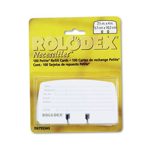 Flash Cards | Rolodex 67553 2.25 in. x 4 in. Petite Refill Cards - White (100/Pack) image number 0