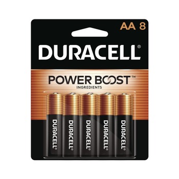 Duracell MN1500B8Z Power Boost CopperTop Alkaline AA Batteries (8/Pack)