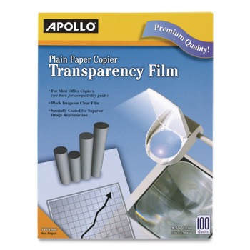 PRODUCTS | Apollo VPP100CE-A 8.5 in. x 11 in. Plain Paper Transparency Film - Black on Clear (100/Box)