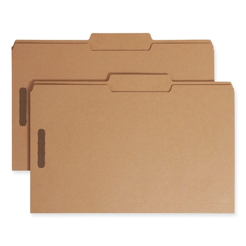 File Folders | Smead 19882 0.75 in. Expansion 2/5-Cut Top Tab 17-pt Kraft Fastener Folders, 2 Fasteners - Legal Size/Kraft (50/Box) image number 0