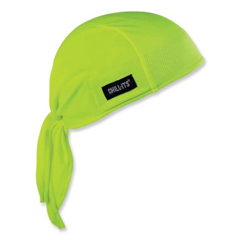 Ergodyne 12476 Chill-Its 6615 One Size Fits Most High-Performance Bandana Doo Rag with Terry Cloth Sweatband - Lime