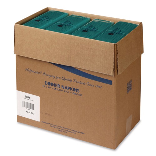 Paper Towels and Napkins | Hoffmaster 180501 Dinner Napkins 2-Ply 15 x 17 Teal (1000/Carton) image number 0