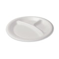 Bowls and Plates | Plastifar 12201 9 in. Diameter 3-Compartment Plate Foam Dinnerware - White (500/Pack) image number 3