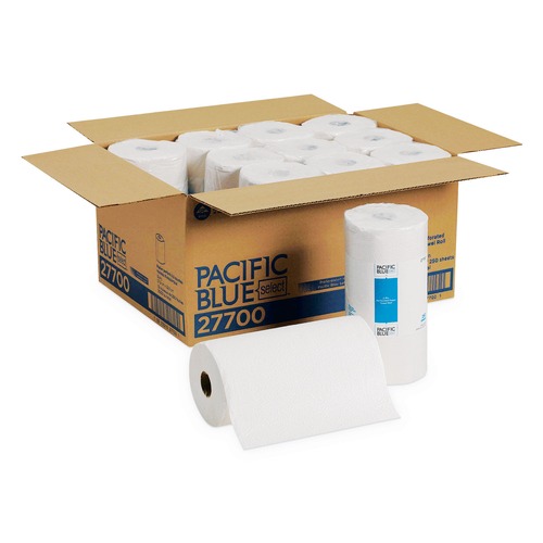 Just Launched | Georgia Pacific Professional 27700 11 in. x 8.8 in. 2-Ply Pacific Blue Select Perforated Kitchen Paper Towel Roll  - White (12 Rolls/Carton) image number 0