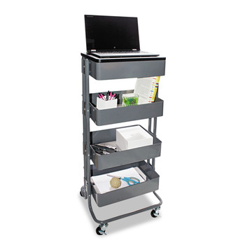  | Vertiflex VF51025 15.25 in. x 11 in. x 18.5 in. to 39 in. Adjustable Multi-Use Storage Cart and Stand-Up Workstation - Gray
