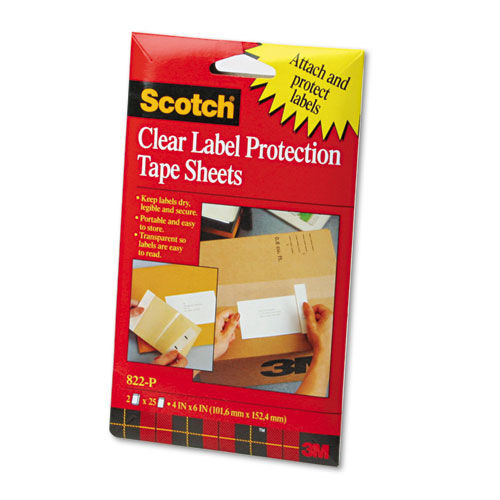 Back to School Sale | Scotch 822P 4 in. x 6 in. ScotchPad Label Protection Tape Sheets - Clear (50/Pack) image number 0