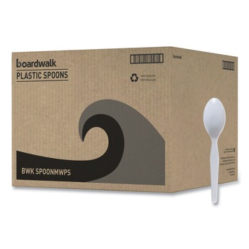 Boardwalk BWK SPOONMWPS Mediumweight Polystyrene Cutlery Teaspoon - White (1000/Carton)