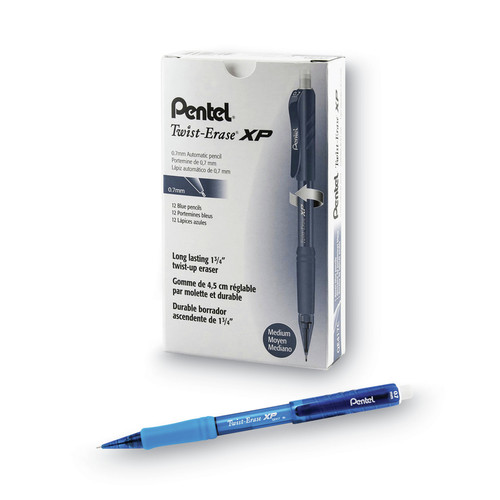 Pens | Pentel QE417C Twist-Erase EXPRESS 0.7 millimeter HB (No. 2) Mechanical Pencil - Black Lead/Blue Barrel (1-Dozen) image number 0