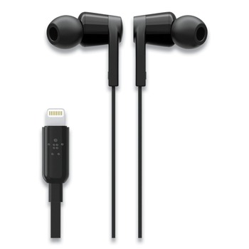 Belkin G3H0001BTBLK 44 in. Cord SOUNDFORM Headphones with Lightning Connector - Black
