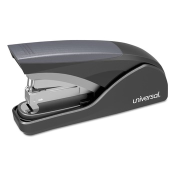 Universal UNV43040 Deluxe Power Assist Flat-Clinch 25 Sheet Capacity Full Strip Stapler - Black/Gray