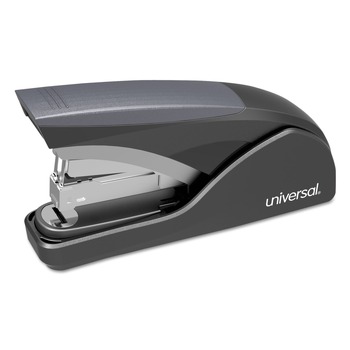 OFFICE STAPLERS | Universal UNV43040 Deluxe Power Assist Flat-Clinch 25 Sheet Capacity Full Strip Stapler - Black/Gray