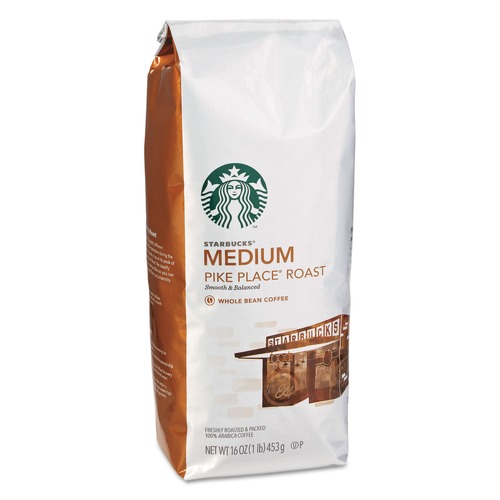 Coffee | Starbucks 12411946 1 lb Bag Whole Bean Coffee - Pike Place Roast image number 0
