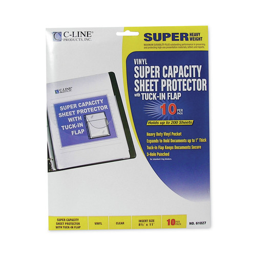Sheet Protectors | C-Line 61027 200-Sheet Capacity Letter Size Sheet Protectors with Tuck-In Flap (10/Pack) image number 0