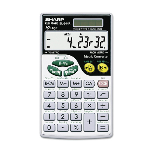 Calculators | Sharp EL-344RB 10-Digit LCD Metric Conversion Wallet Calculator image number 0