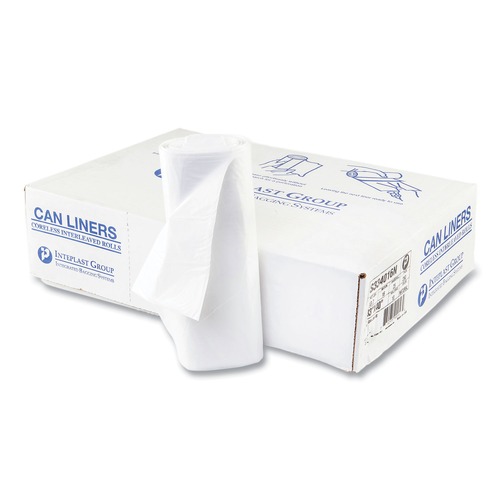 Trash Bags | Inteplast Group S334016N 33 gal. 16 microns 33 in. x 40 in. High-Density Interleaved Commercial Can Liners - Clear (25 Bags/Roll, 10 Rolls/Carton) image number 0