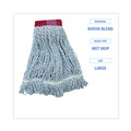 Labor Day Sale | Boardwalk BWK553 Rayon/Polyester Wide Floor Finish Mop Head - Large, White/Blue (12/Carton) image number 8