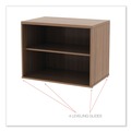 Office Filing Cabinets & Shelves | Alera ALELS593020WA Open Office Desk Series 29.5w x 19.13d x 22.78h Low Storage Cabinet Credenza - Modern Walnut image number 6