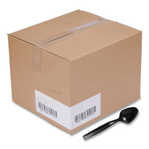 Cutlery | WNA WNA A7SPBL 9 in. Plastic Spoons - Black (144/Carton) image number 0