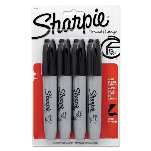 Permanent Markers | Sharpie 38264PP Permanent Marker - Medium Chisel Tip/Black (4/Pack) image number 0
