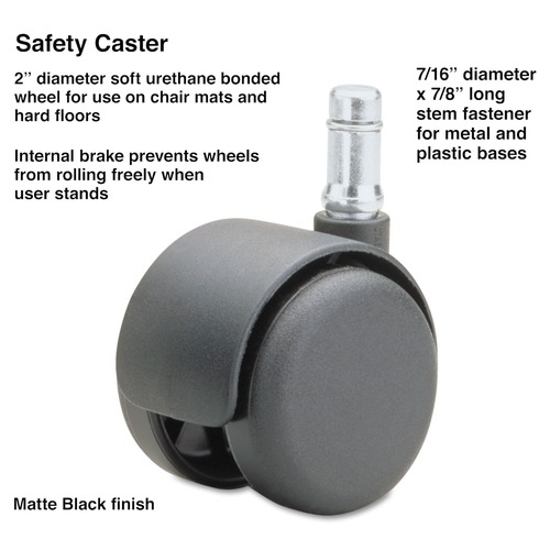 Office & Office Supplies | Master Caster 64334 2 in. Soft Polyurethane Wheel Grip Ring Type B Stem Standard Neck Safety Casters - Matte Black (5/Set) image number 0