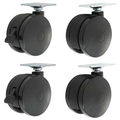 Office Chair Casters | Alera ALEHT3004 2 in. Wheel Grip Ring Stem Casters for Height-Adjustable Table Bases - Black (4/Set) image number 0