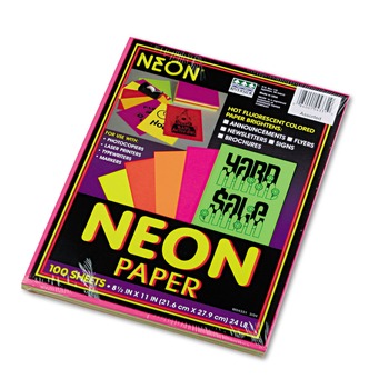 Pacon P104331 8.5 x 11 24 lb. Bond Weight Array Colored Bond Paper - Assorted Neon Colors (100/Pack)