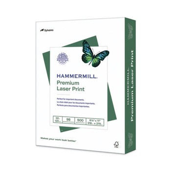Hammermill 10464-6 32 lbs. 8.5 in. x 11 in. 98 Bright Premium Laser Print Paper - White (500/Ream)
