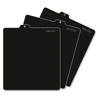 Vaultz VZ01176 5 in. x 5.75 in. 1/3-Cut Top Tab A-Z CD File Guides - Black