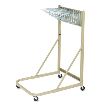 Safco 5026 Steel Sheet File Mobile Rack, 12 Hanging Clamps, 27w X 37 1/2d X 61 1/2h, Sand
