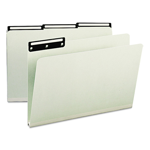 File Folders | Smead 18430 1 in. Expansion Legal Size Recycled Heavy Pressboard File Folders with Insertable 1/3-Cut Metal Tabs - Gray-Green (25/Box) image number 0