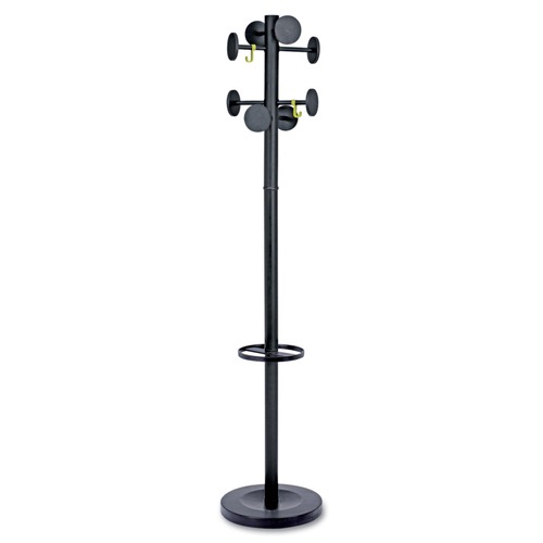 Wall Racks & Hooks | Alba PMSTAN3N 15w x 15d x 69.3h Stan3 8-Knob Steel Coat Rack - Black image number 0