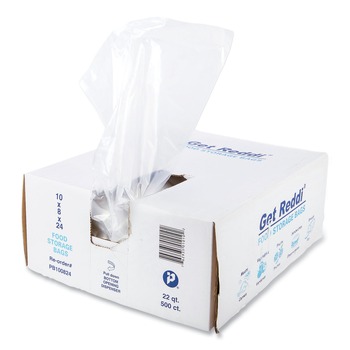 Inteplast Group PB100824 22-Quart 1 mil. 10 in. x 24 in. Food Bags - Clear (500/Carton)