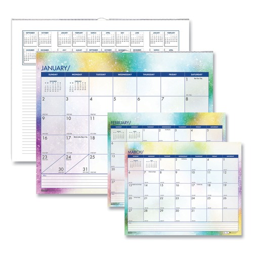 Bulletin Boards | House of Doolittle 3459 12-Month (Jan to Dec): 2026 14.88 in. x 12 in. Night Sky Artwork Recycled Cosmos Wall Calendar - White/Multicolor Sheets image number 0