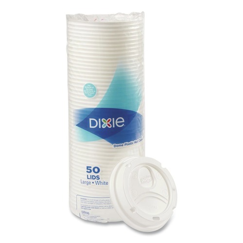 Cups and Lids | Dixie D9542 10 oz. - 20 oz. Hot Cups Drink-Thru Dome Lids - White (100/Pack) image number 0