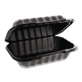 Food Trays, Containers, and Lids | Pactiv Corp. YCNB809610000 EarthChoice 9 in. x 6 in. x 3.25 in. Plastic SmartLock Microwavable MFPP Hinged Lid Container - Black (270/Carton) image number 1