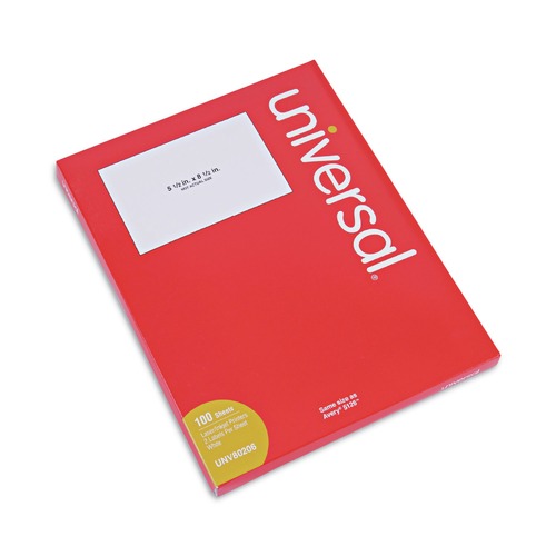 Labels | Universal UNV80206 5.5 in. x 8.5 in. Inkjet/Laser Printers Labels - White (200/Pack) image number 0